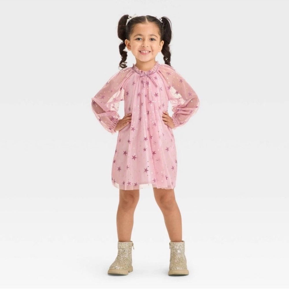 Cat & Jack Pink Dress with Gold Accents